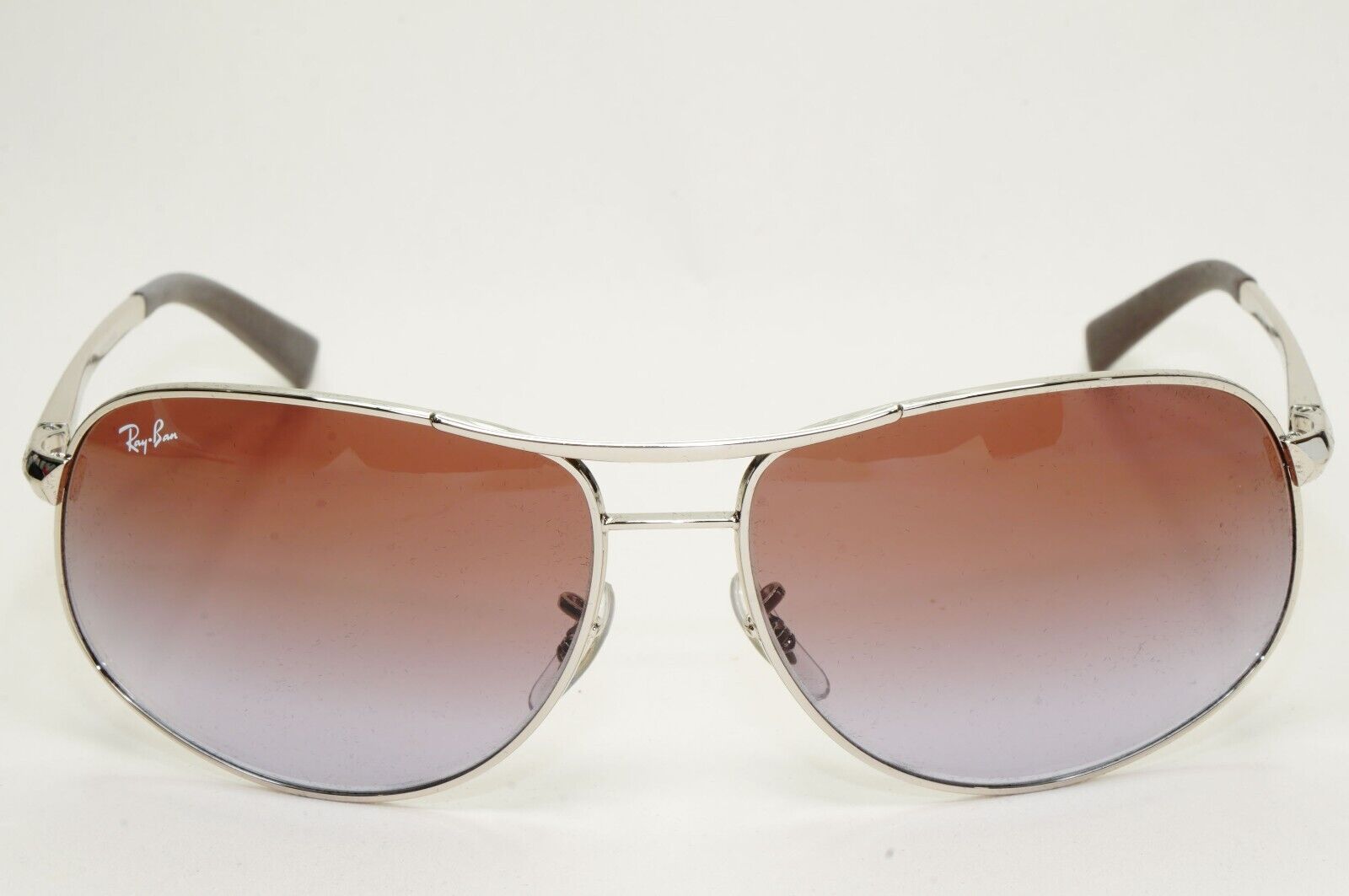 Ray-Ban Sunglasses 2013 Vintage Silver Brown Grey Wrap Pilot RB 3387 003/68 64mm