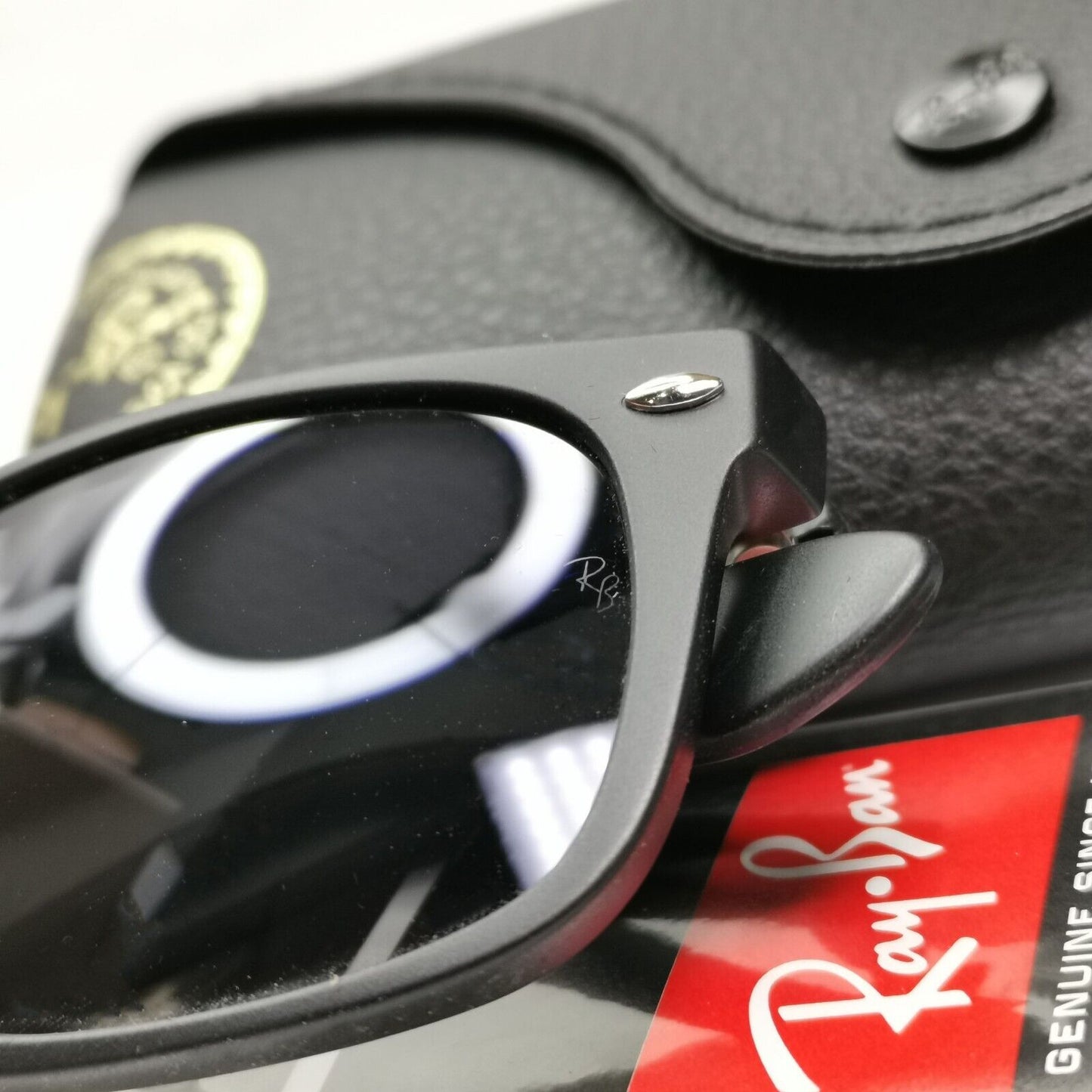 Ray-Ban Sunglasses Polarised New Wayfarer Black Matte Blue RB 2132 601-S/78 52mm