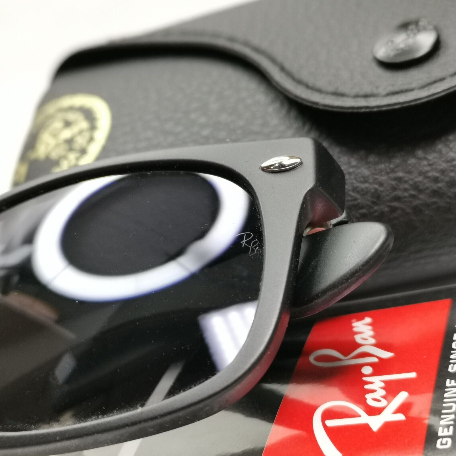 Ray-Ban Sunglasses Polarised New Wayfarer Black Matte Blue RB 2132 601-S/78 52mm