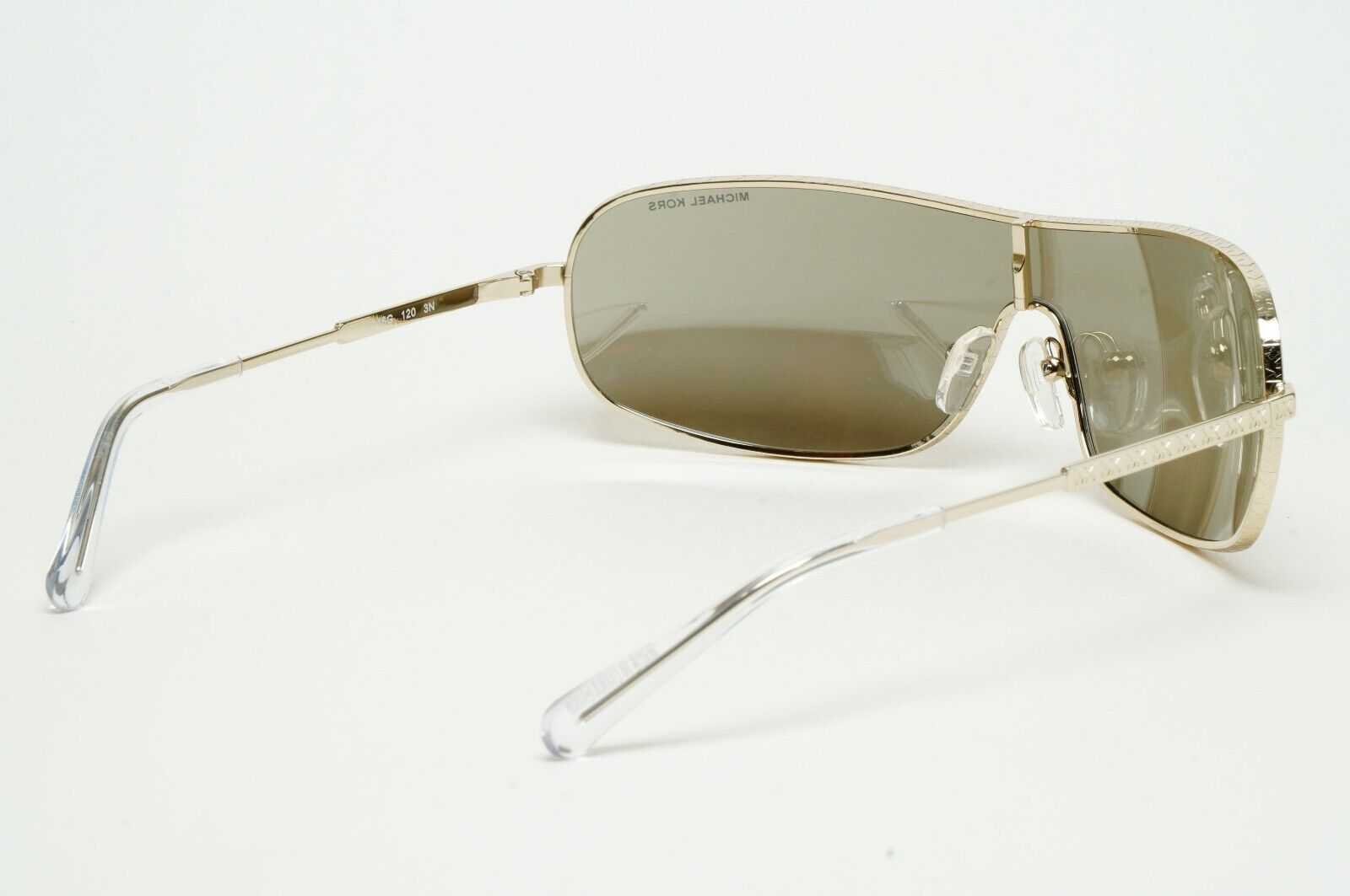 Michael Kors Sunglasses Light Gold Silver Mirror Shield Metal MK 1139 Aix 10146G