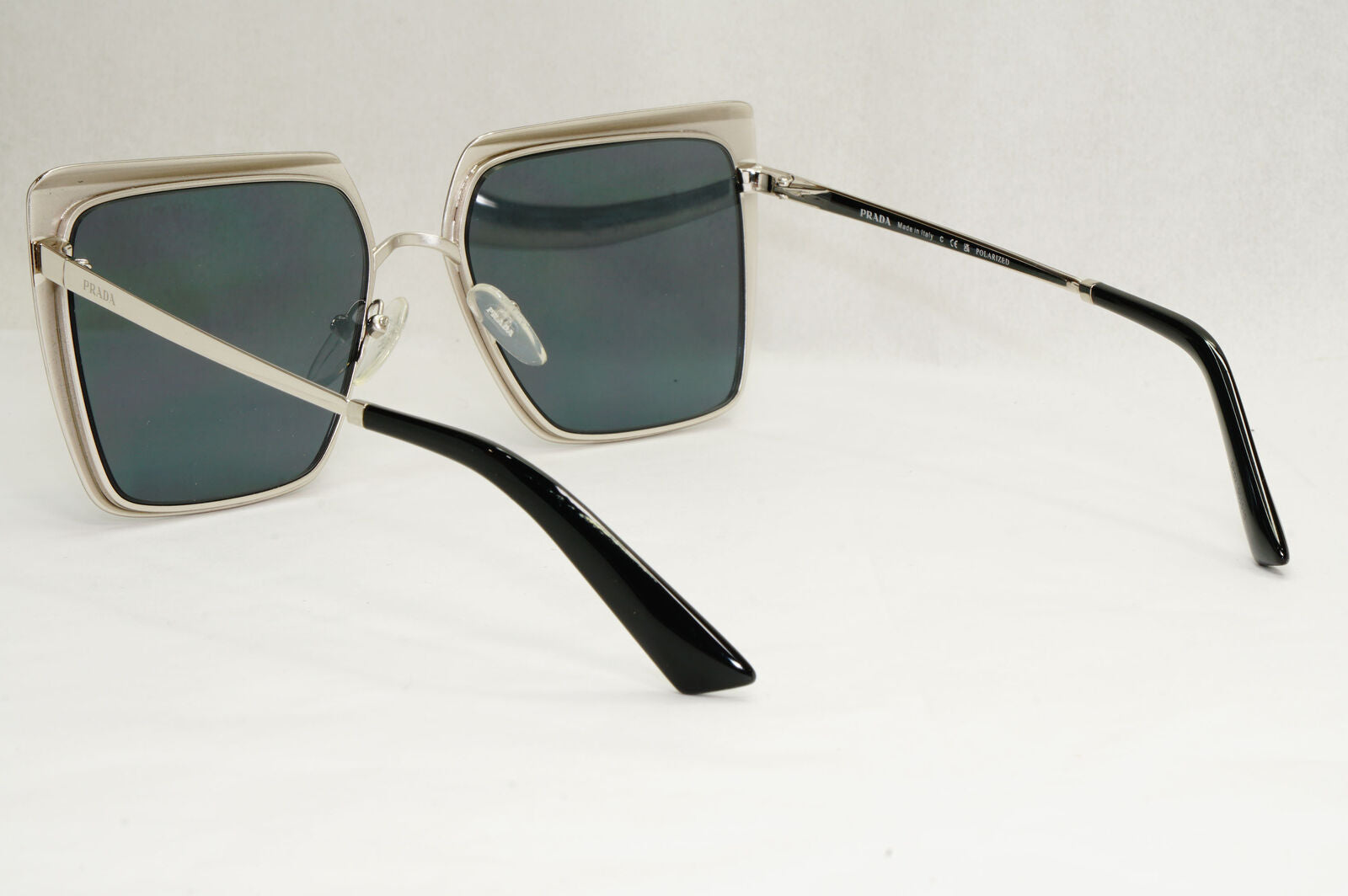 Prada Sunglasses Polarized Black Grey Square Metal PR58WS SPR 58W 1AB-5Z1 57mm