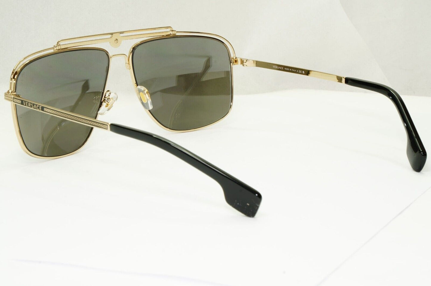 Versace Sunglasses Gold Silver Mirror Square Pilot Metal MOD VE 2242 1252/6G
