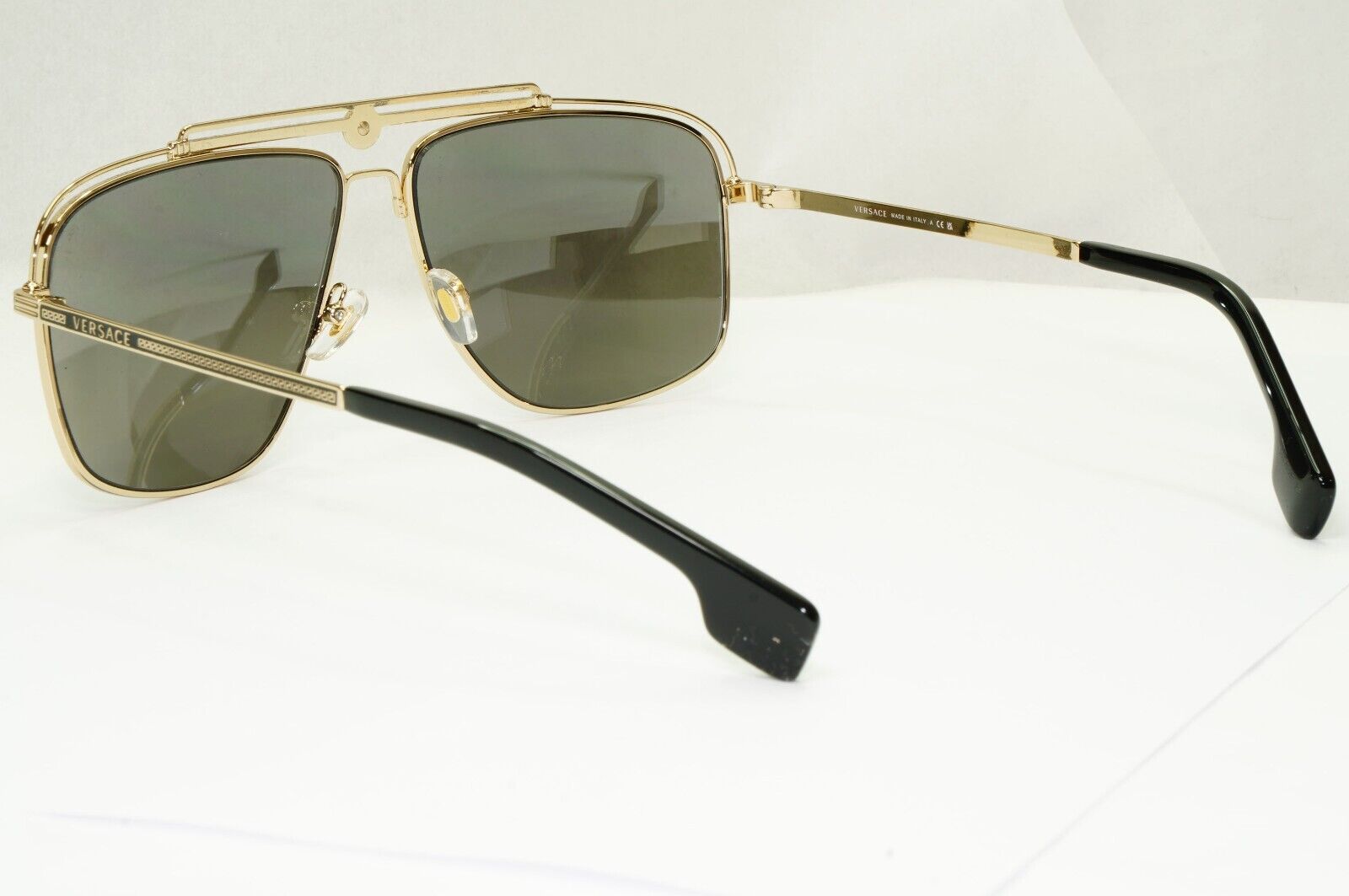 Versace Sunglasses Gold Silver Mirror Square Pilot Metal MOD VE 2242 1252/6G