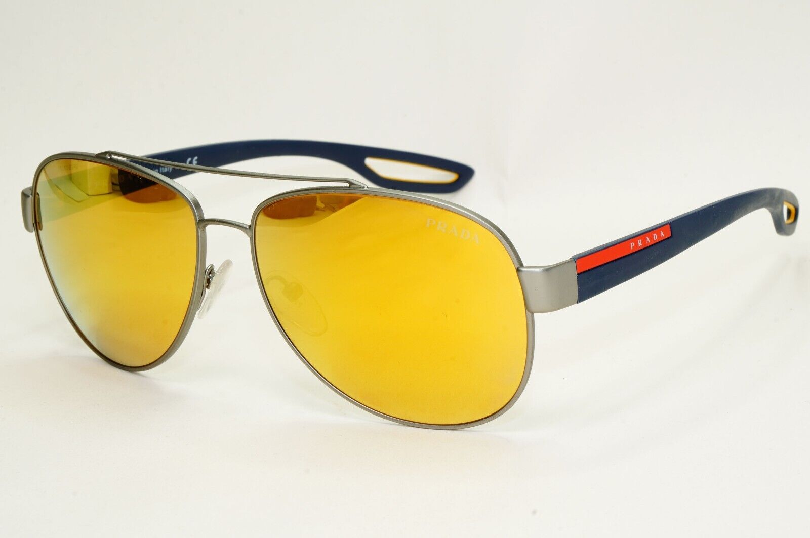 Prada Sunglasses Gold Mirror Pilot Dark Blue PS55QS SPS 55Q DG1-5N0 59mm 260724