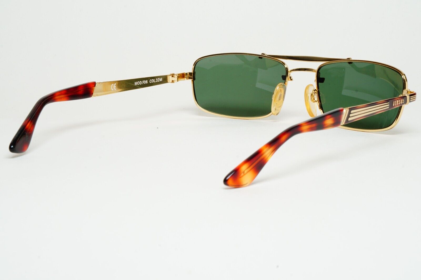 Versus Sunglasses 1996 by Gianni Versace Vintage Rectangle Green MOD F06 COL 32M