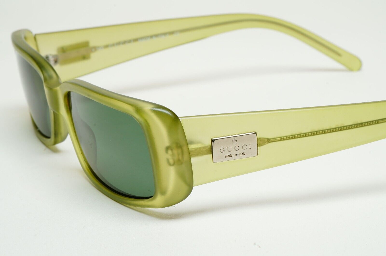 Gucci Sunglasses 1998 Vintage Green Transparent Rectangle GG 2450/S E8P 070125