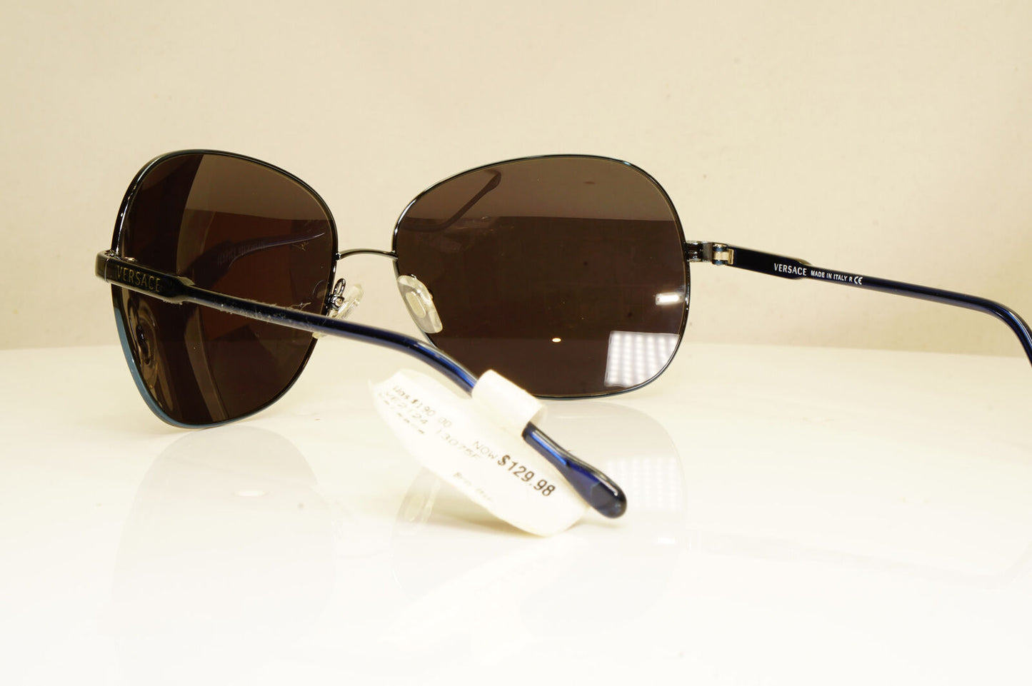 Versace Womens Vintage Blue Black Metal Sunglasses Square 2124 1307/5F 29267