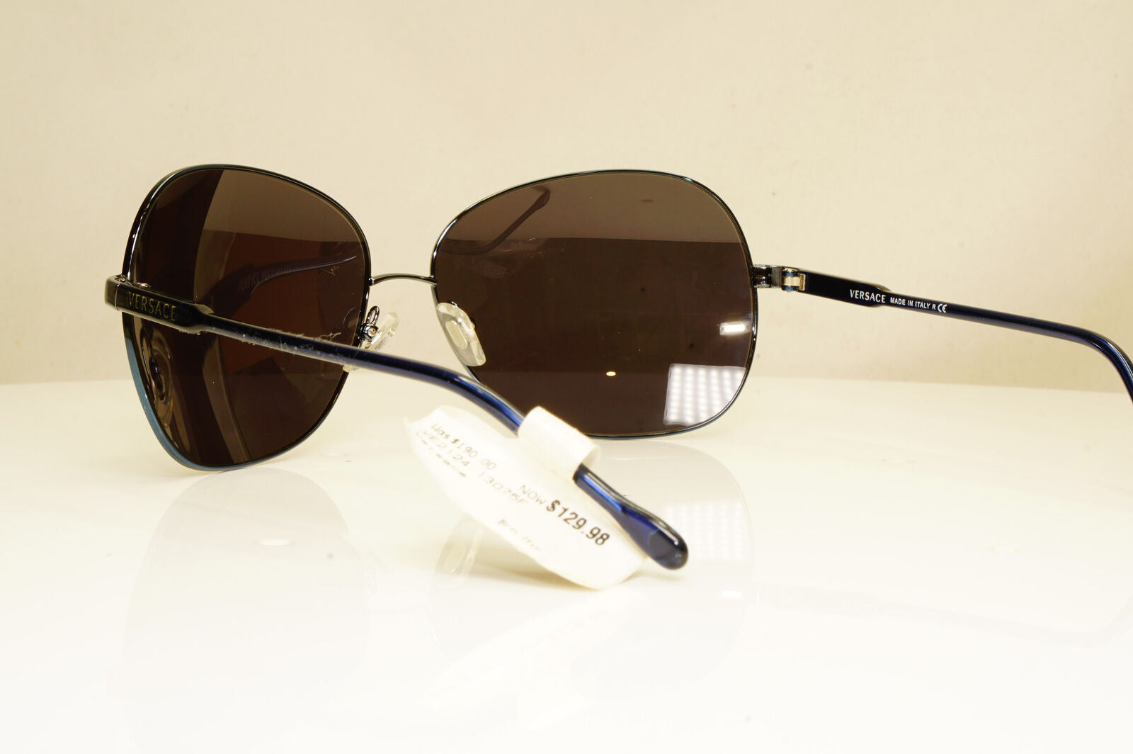 Versace Womens Vintage Blue Black Metal Sunglasses Square 2124 1307/5F 29267