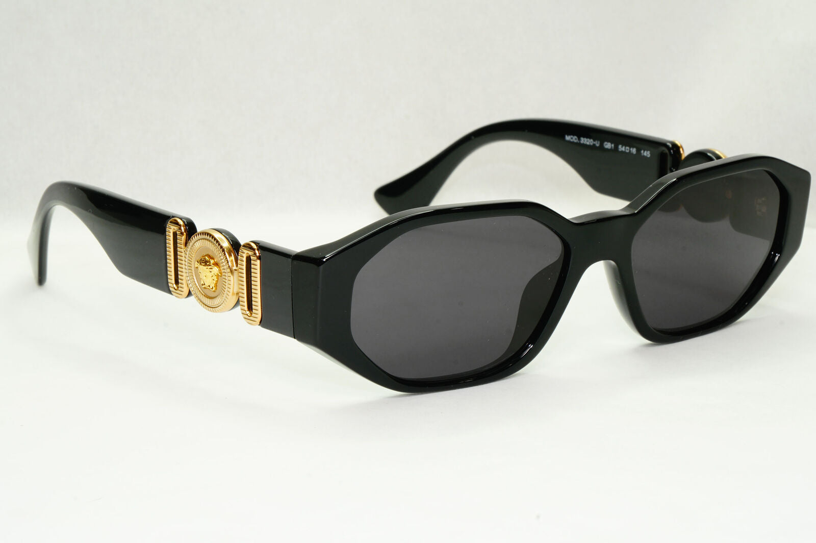 Versace Sunglasses Black Gold Medusa Octagon Angular Biggie MOD VE 3320-U GB1