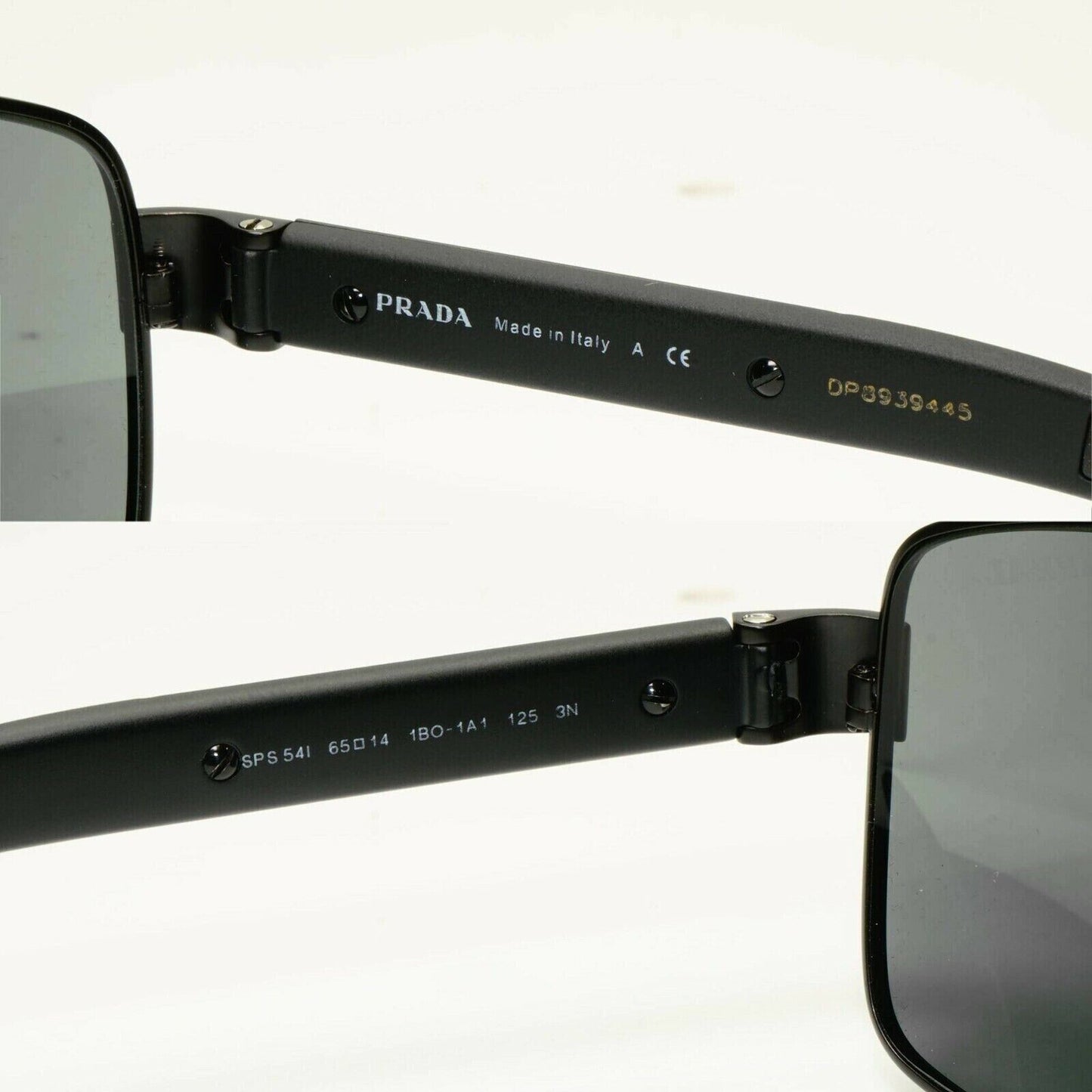 Prada Black Sunglasses Square Square Metal Sport Red Stripe SPS 54I 1BO-1A1 [A]
