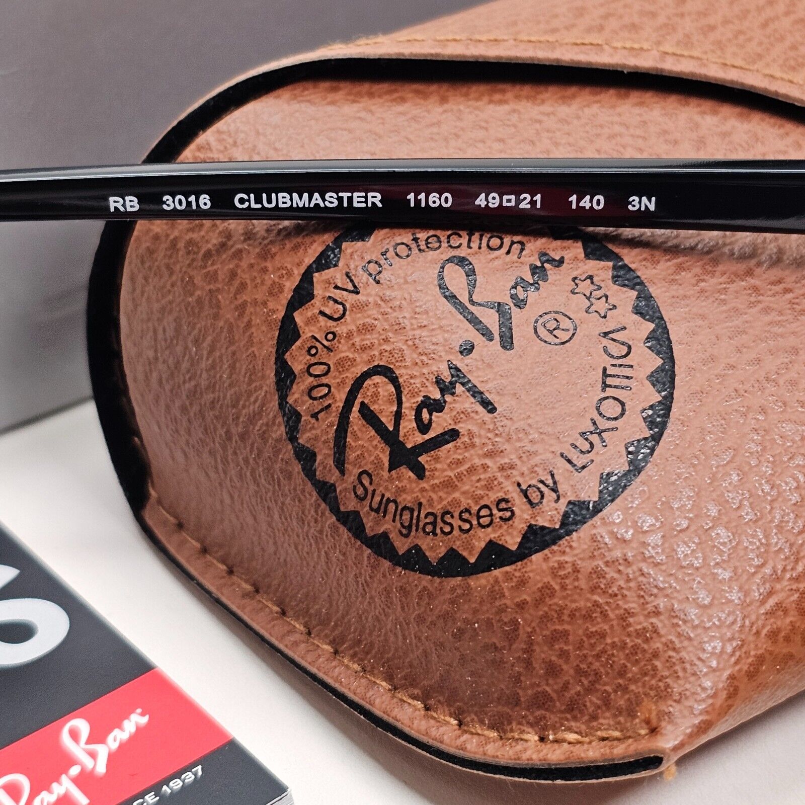Ray-Ban Sunglasses Clubmaster Fleck Havana Brown Black Gold RB 3016 1160 49mm