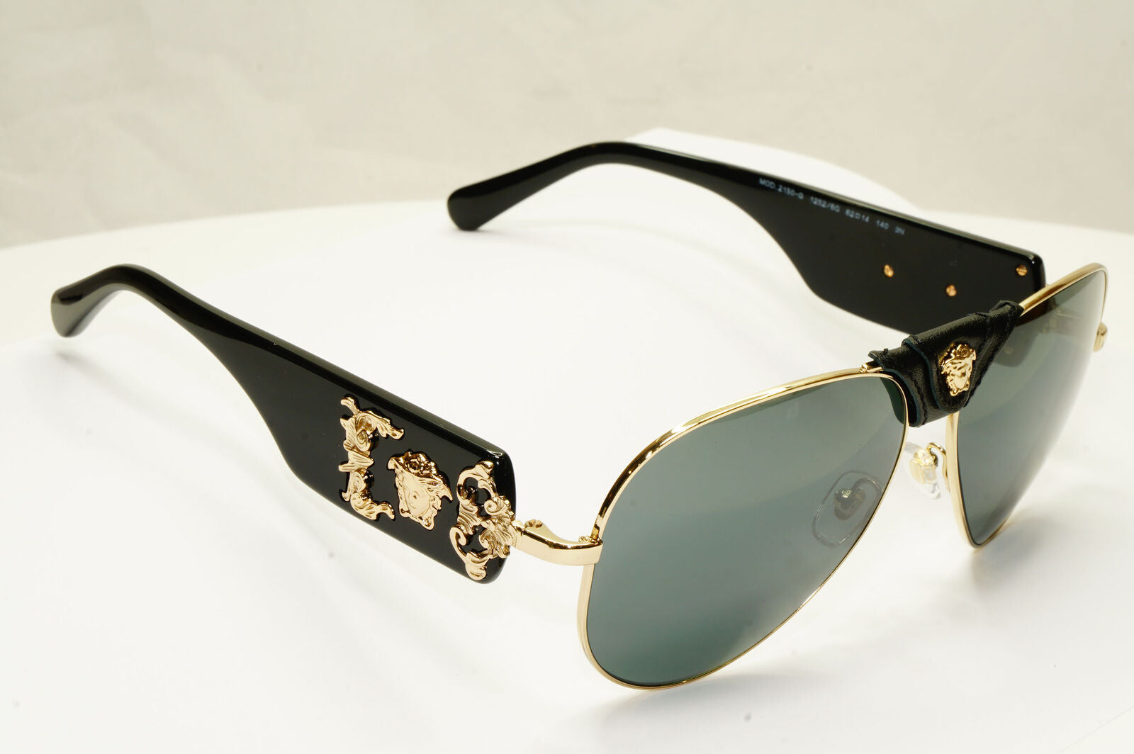 Versace Gold Medusa Sunglasses Metal Pilot Grey Mirror Black MOD 2150 Q 1252/6G