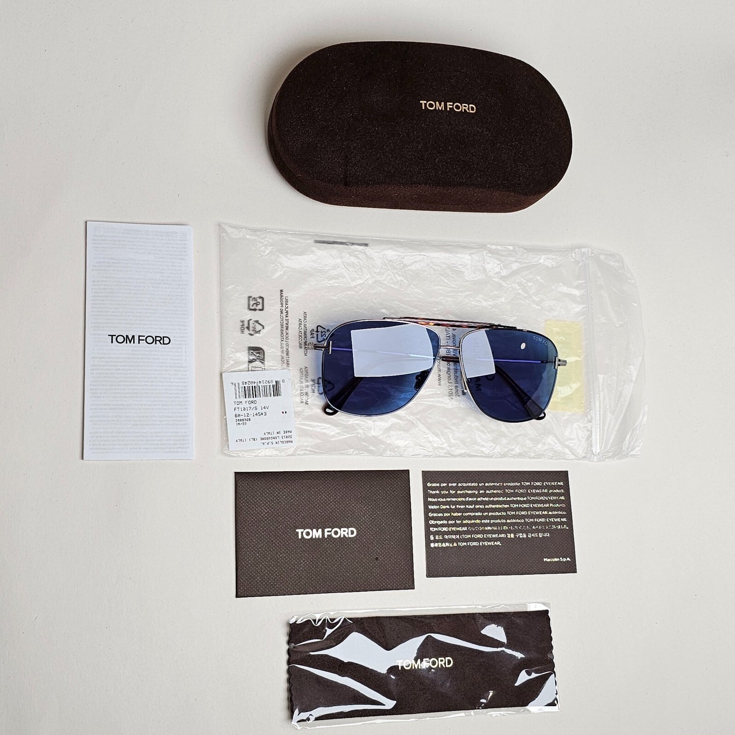 Tom Ford Sunglasses Jaden Blue Ruthenium Navigator Pilot FT1017 TF 1017 14V