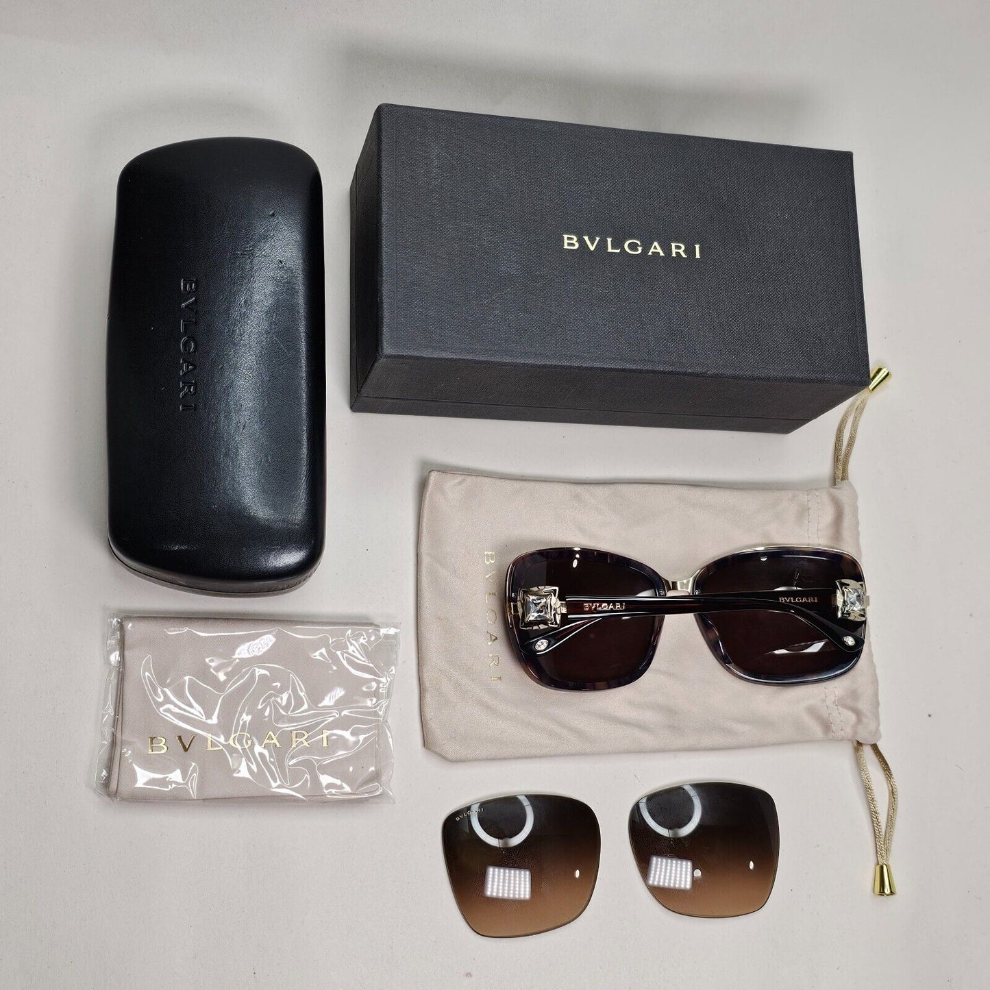 Bvlgari Sunglasses 2011 Vintage Brown Gold Crystal Square 6060-B 325/13 041124