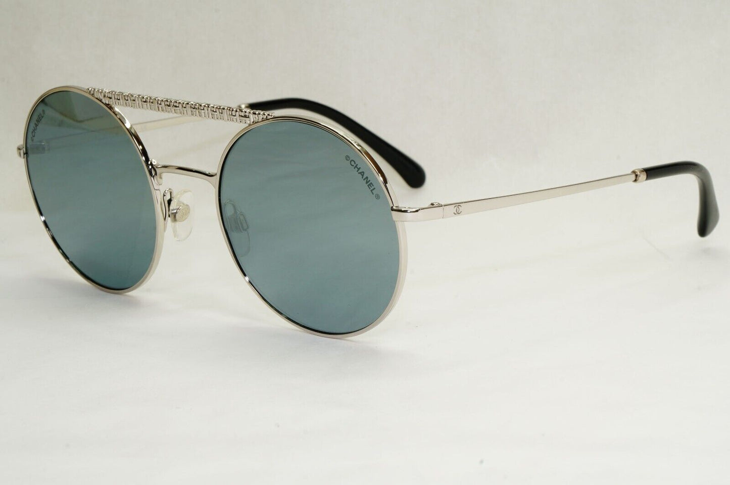 Chanel Sunglasses Silver Grey Mirrored Round Pilot Metal 4232 c.124/6G 200324