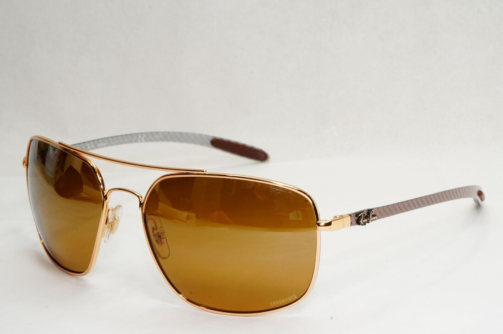 Ray-Ban Sunglasses Carbon Fibre Gold Chromance Polarized Brown RB 8332 CH 001/A3