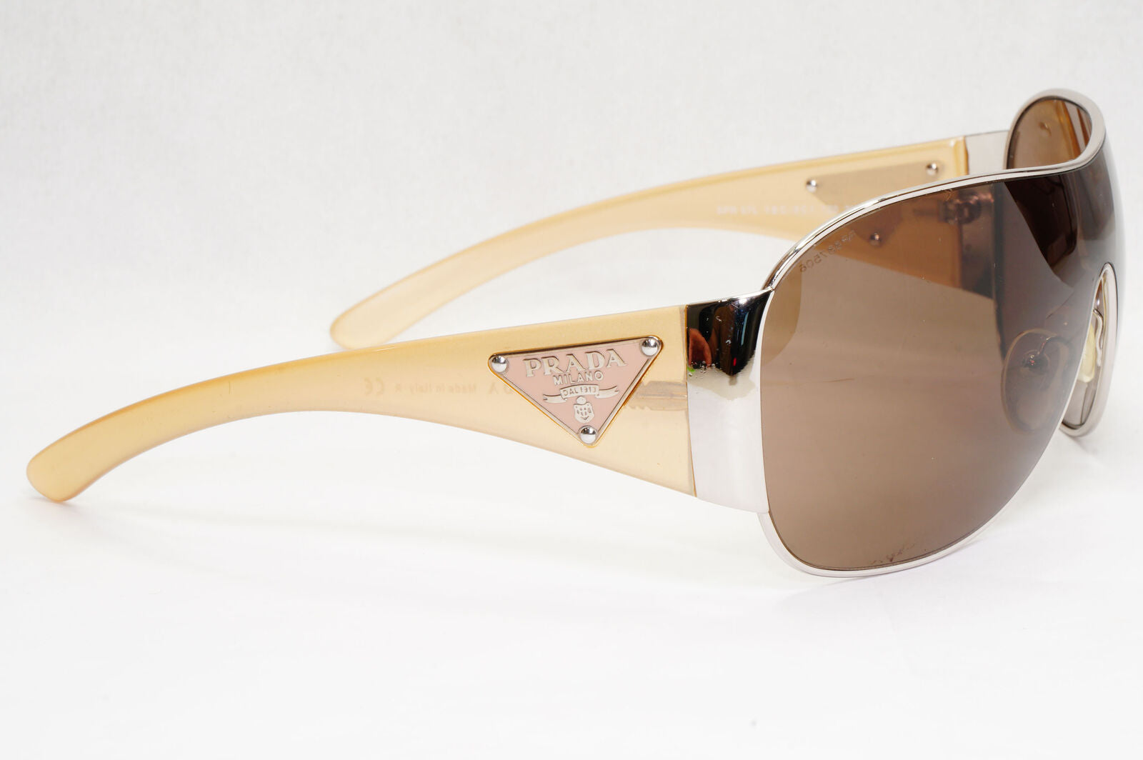 Prada Sunglasses 2010 Triangle Shield Silver Brown PR57LS SPR 57L 1BC-8C1 191223