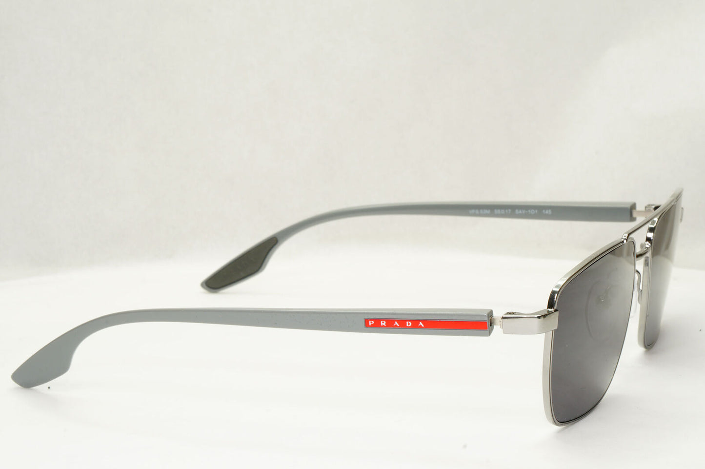 Prada Sunglasses Black Grey Gunmetal Square Navigator PS53MV VPS 53M 5AV1O1 55mm