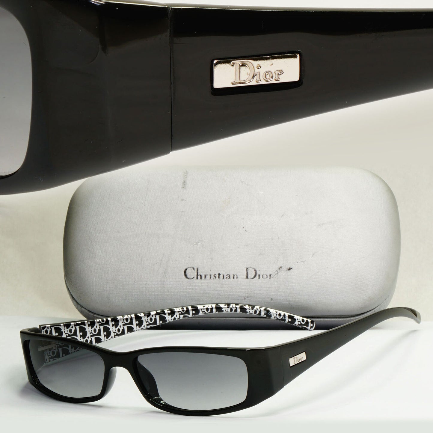 Dior Sunglasses 2004 Vintage Rectangle Black Grey Slim Small Thursday 5K3 180224