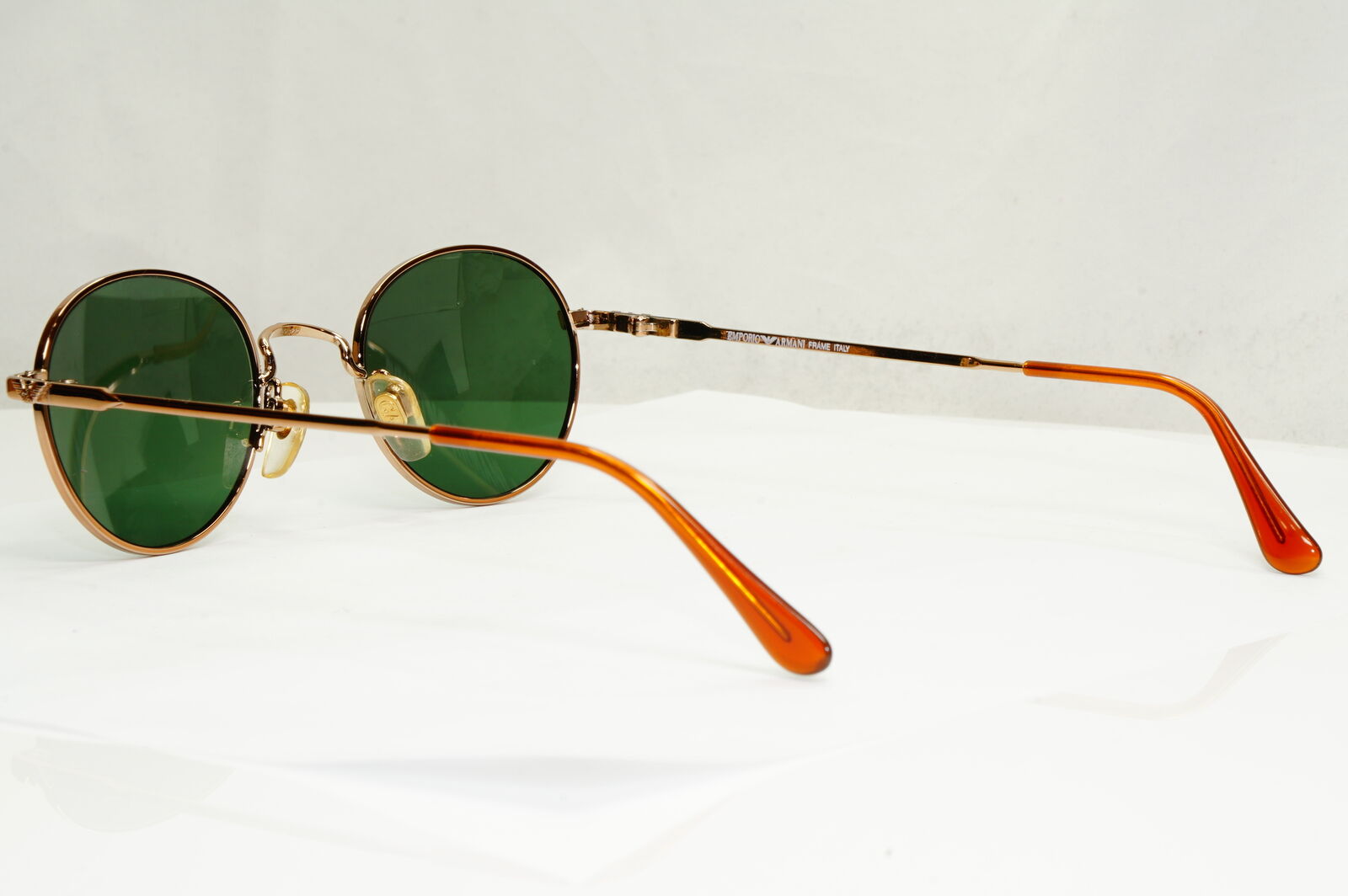 Emporio Armani Sunglasses 1997 Vintage Round Small Gold Green Eagle 008-S 806