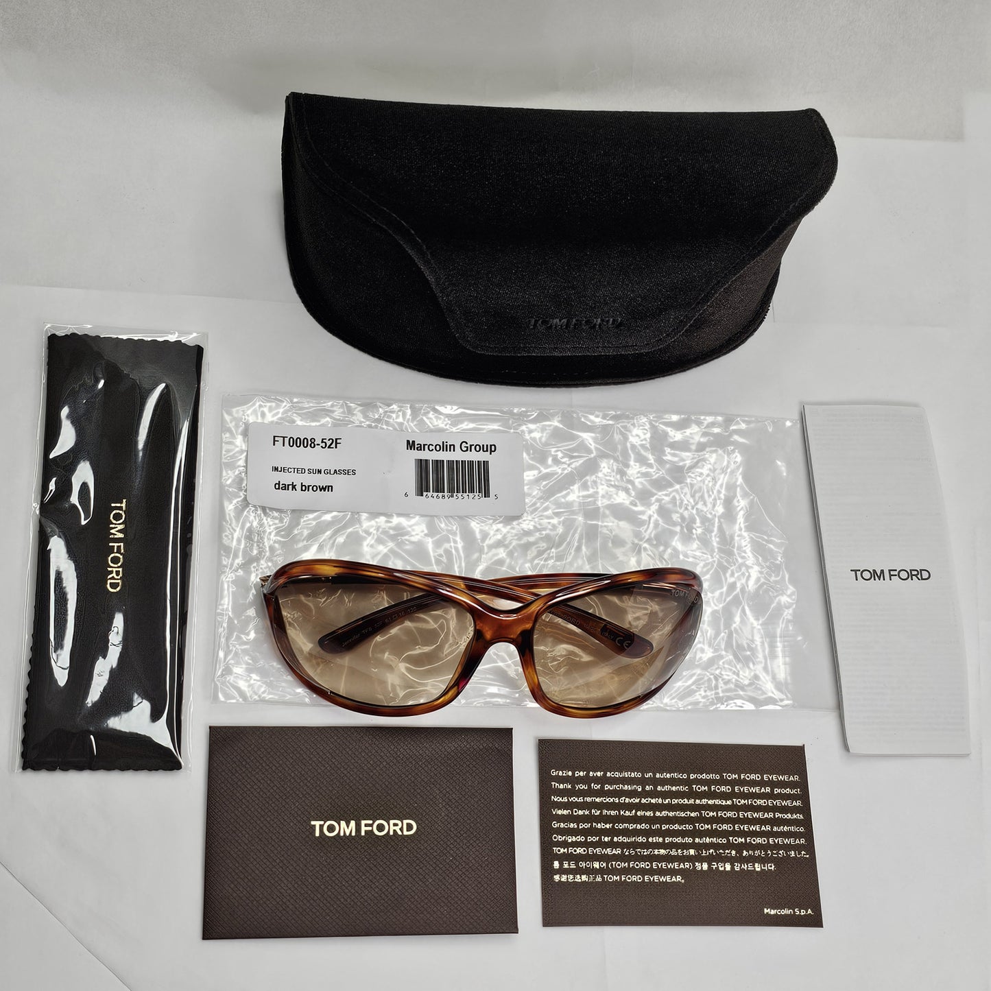 Tom Ford Sunglasses Jennifer Tortoiseshell Brown Gradient FT0008 TF 8 52F [A]