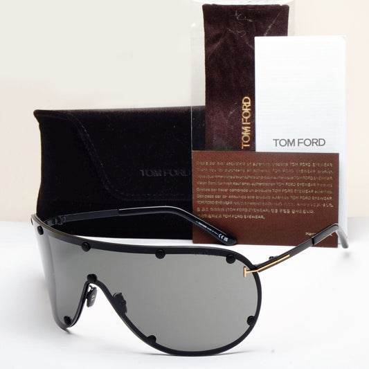 Tom Ford Sunglasses Kyler Black Grey Gold Shield Visor FT1043 TF 1043 02A [a]
