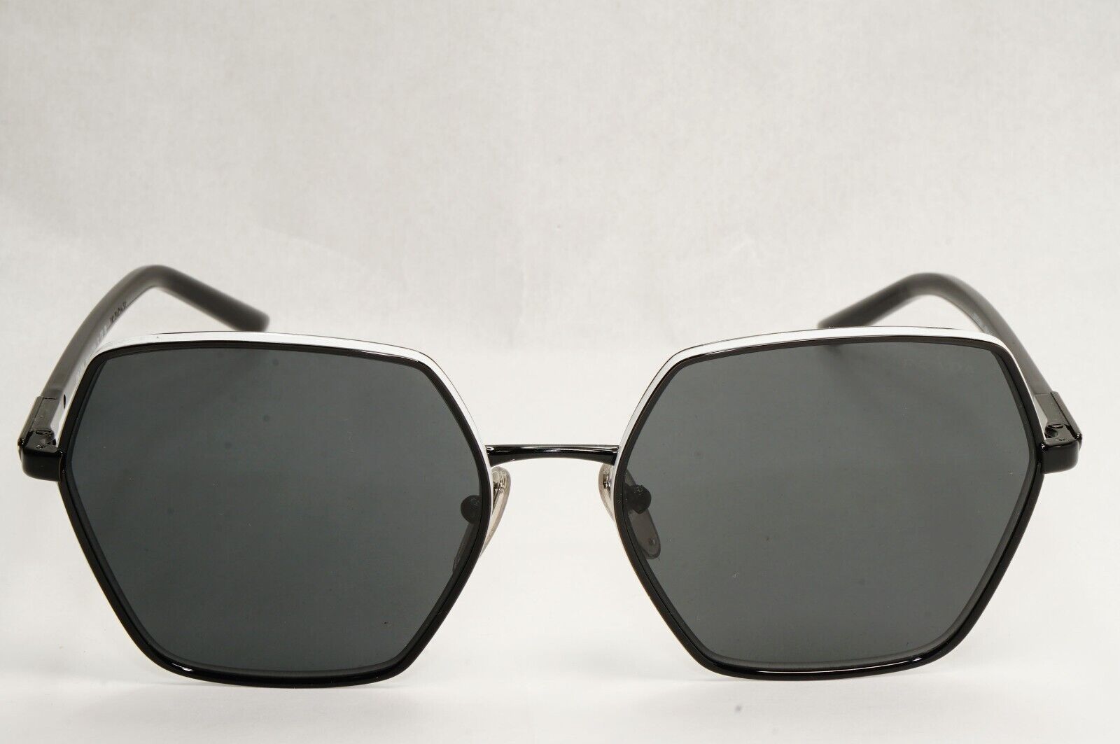 Prada Sunglasses Black Hexagon Angular Square PR56YS SPR 56Y 1AB-5S0 58mm