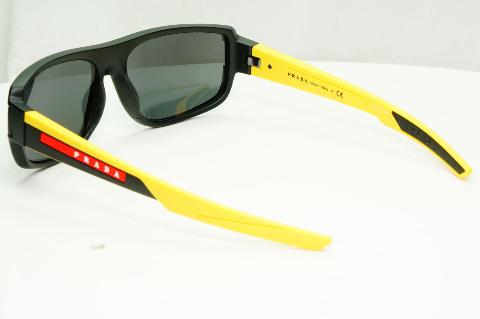 Prada Black Yellow Sunglasses Rectangle Red Stripe PS03WS SPS 03W 08W-06F
