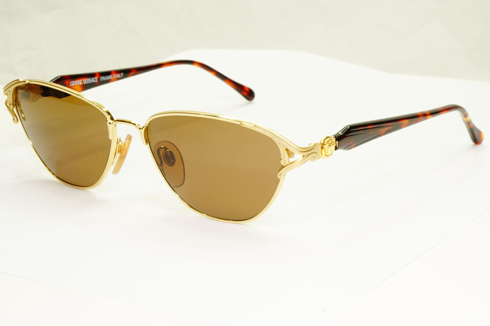 Gianni Versace 1995 Vintage Gold Medusa Brown Retro Sunglasses MOD G35 COL 03L A
