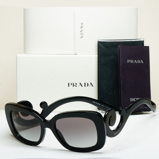 Prada Sunglasses Baroque Swirl Black Grey Square PR27OS SPR 27O 1AB-3M1