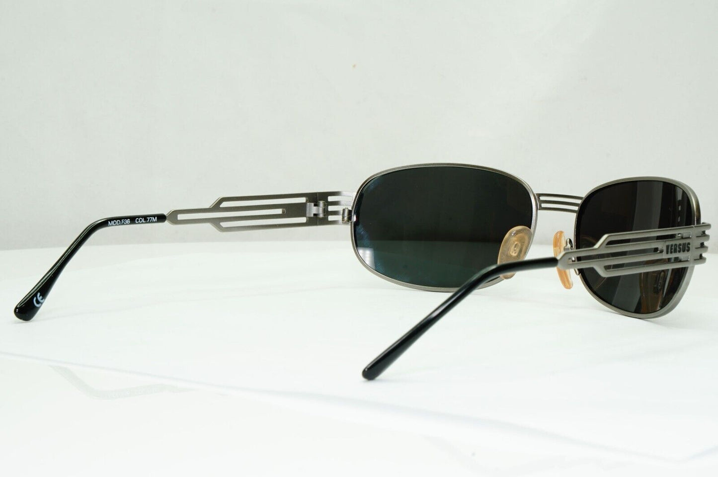 Versus 1996 by Gianni Versace Vintage Silver Black Sunglasses MOD F36 COL 77M