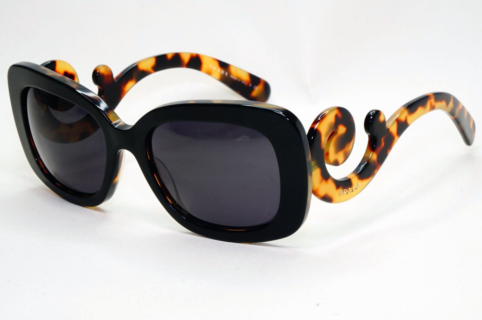 Prada Sunglasses Baroque Swirl Square Black Brown PR27OS SPR 27O NAI-0A7 081124