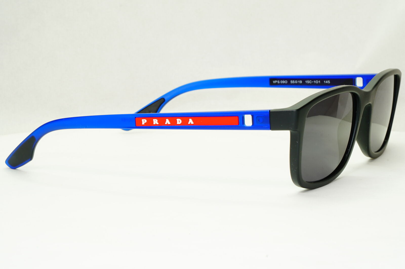 Prada Sunglasses Black Blue Square Rectangle PS09OV VPS 09O 15C-1O1 55mm 080623