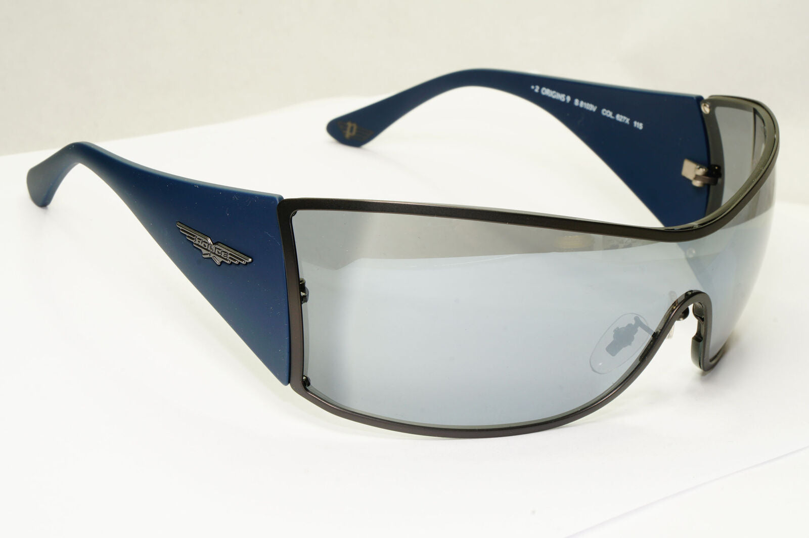 Police Sunglasses Silver Shield Visor Large Blue Origins 9 S8103V COL 627X