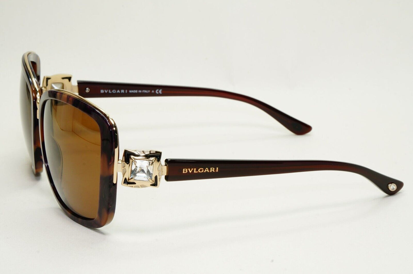 Bvlgari Sunglasses 2011 Vintage Brown Gold Crystal Square 6060-B 325/13 041124
