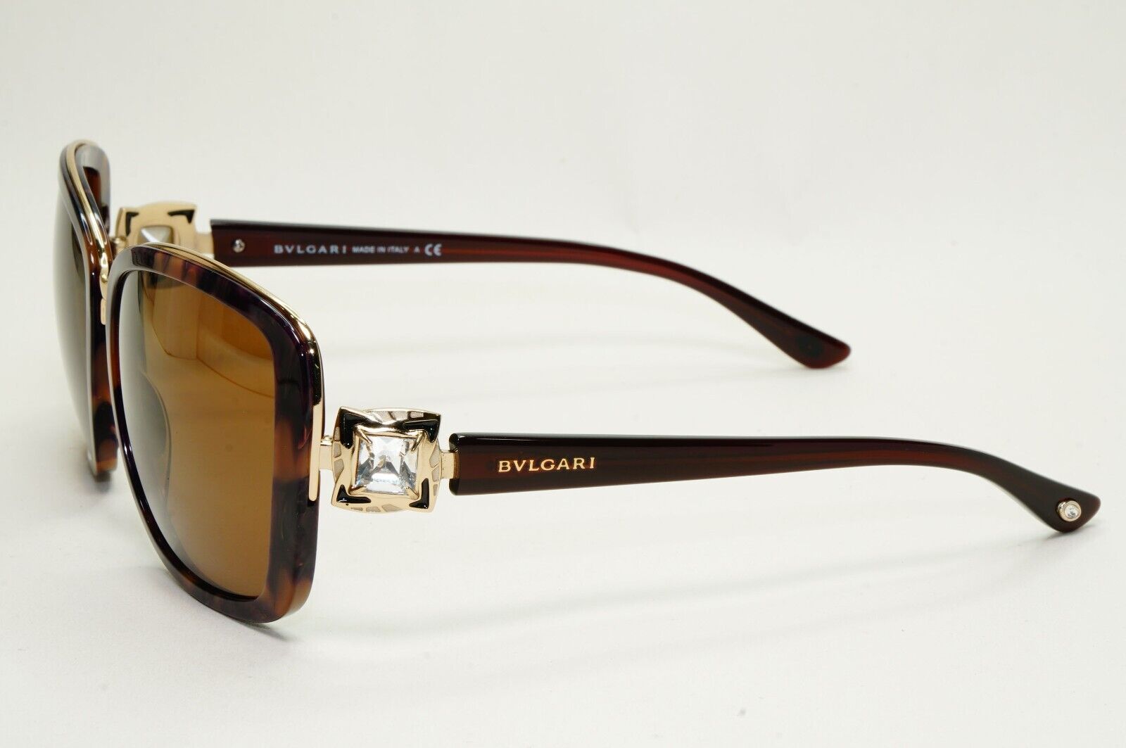 Bvlgari Sunglasses 2011 Vintage Brown Gold Crystal Square 6060-B 325/13 041124