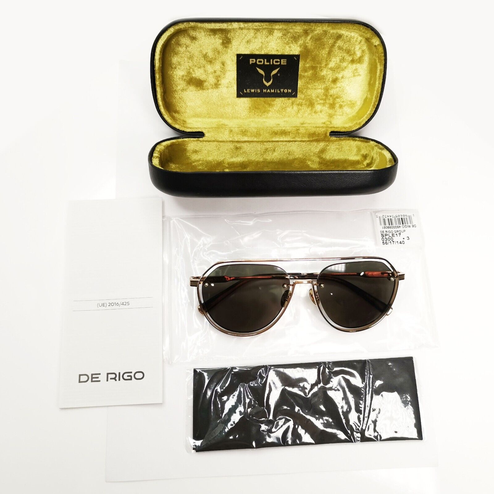 Police Lewis Hamilton F1 Sunglasses Gold Grey Metal Pilot SPL E17 COL 0300