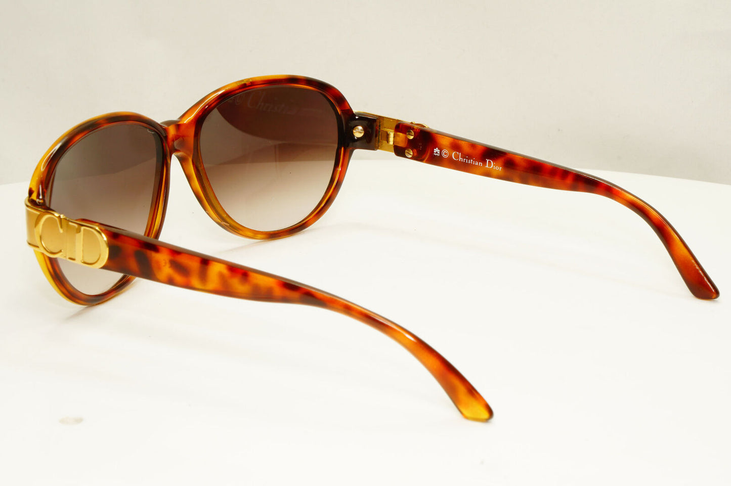 Dior 1990s Gold Sunglasses Austria Vintage Brown Square Womens 2917 10