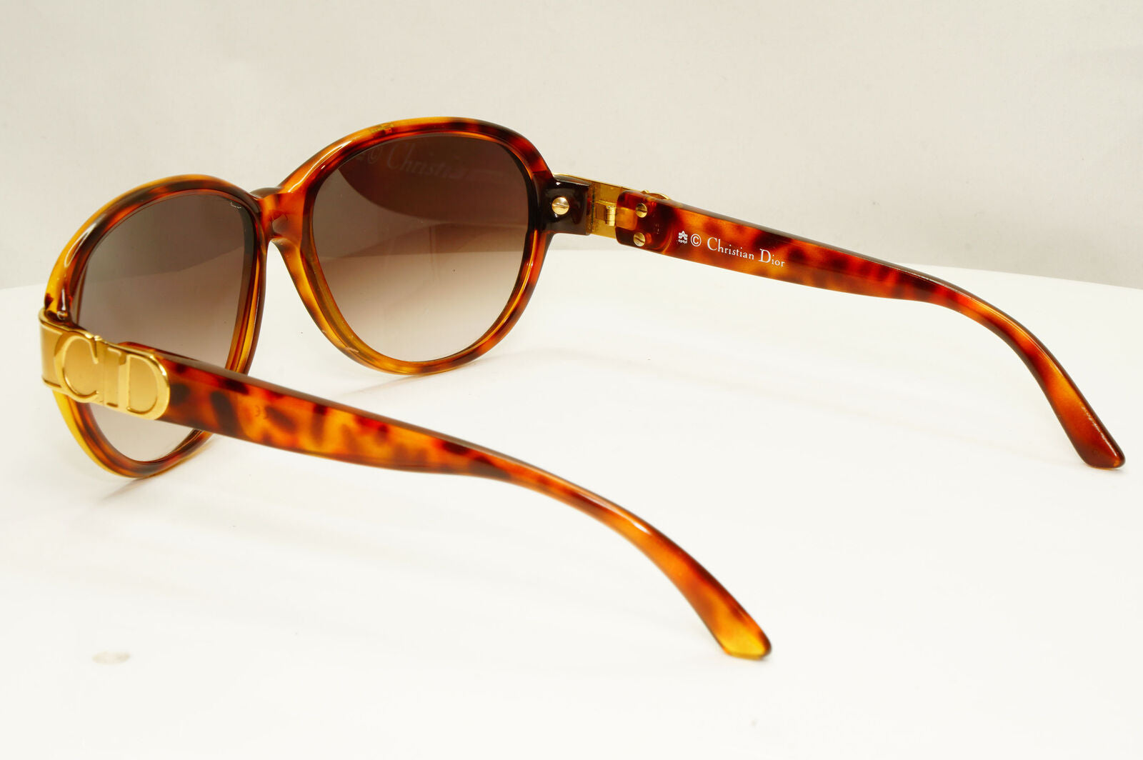 Dior 1990s Gold Sunglasses Austria Vintage Brown Square Womens 2917 10