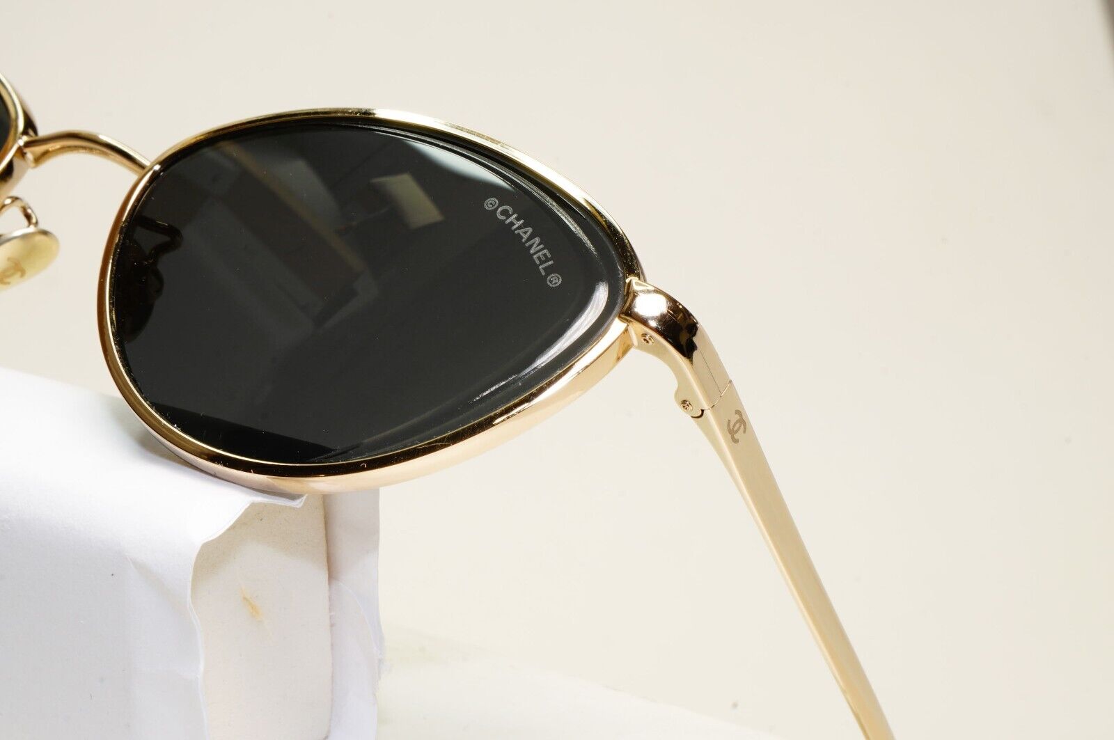 Chanel Sunglasses Gold Black Cat Eye Metal 4255 c.395/S4 55mm