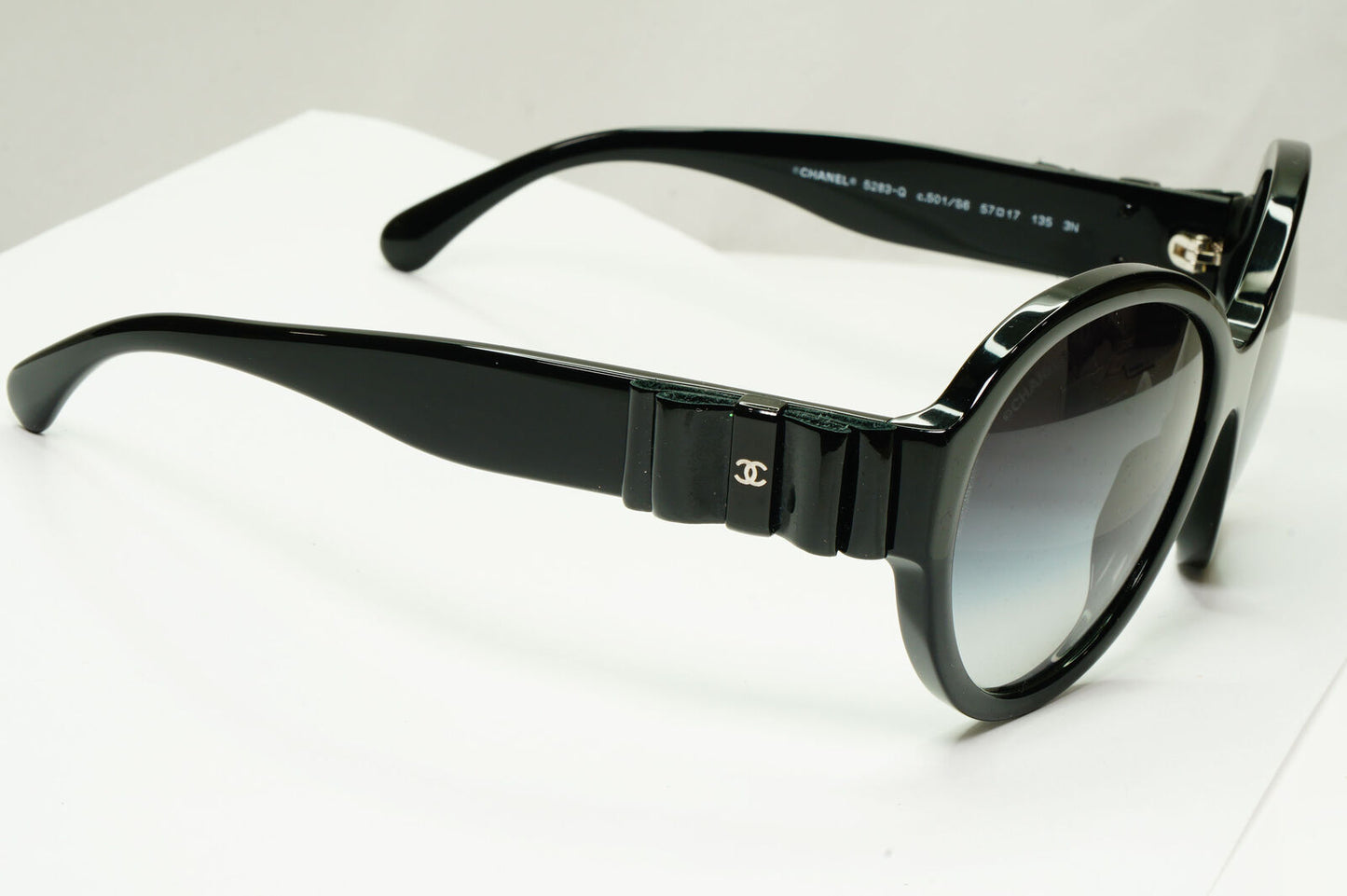 Chanel 2013 Sunglasses Leather Bow Black Square Gradient 5283-Q c.501/S6 221122