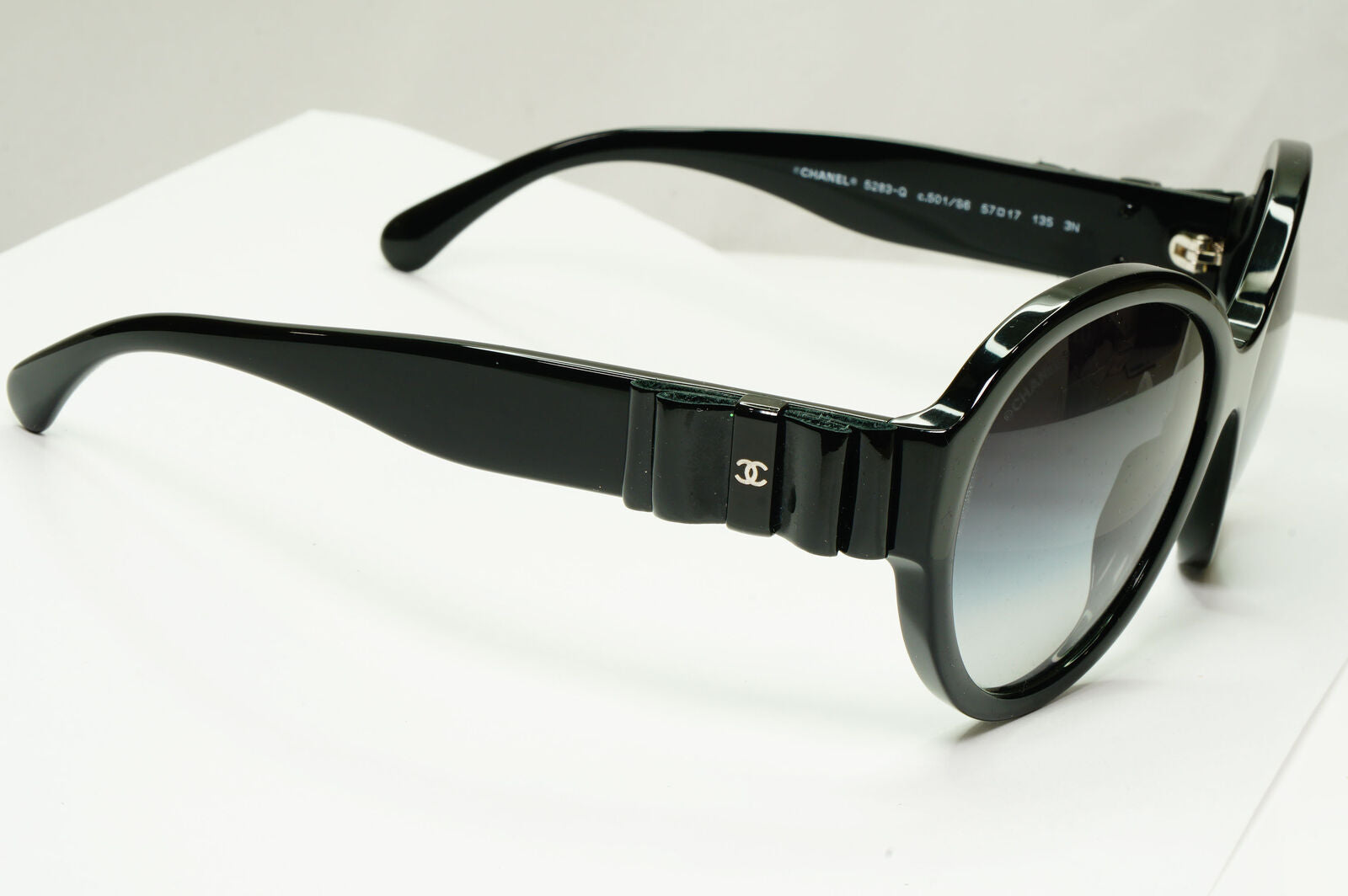 Chanel 2013 Sunglasses Leather Bow Black Square Gradient 5283-Q c.501/S6 221122