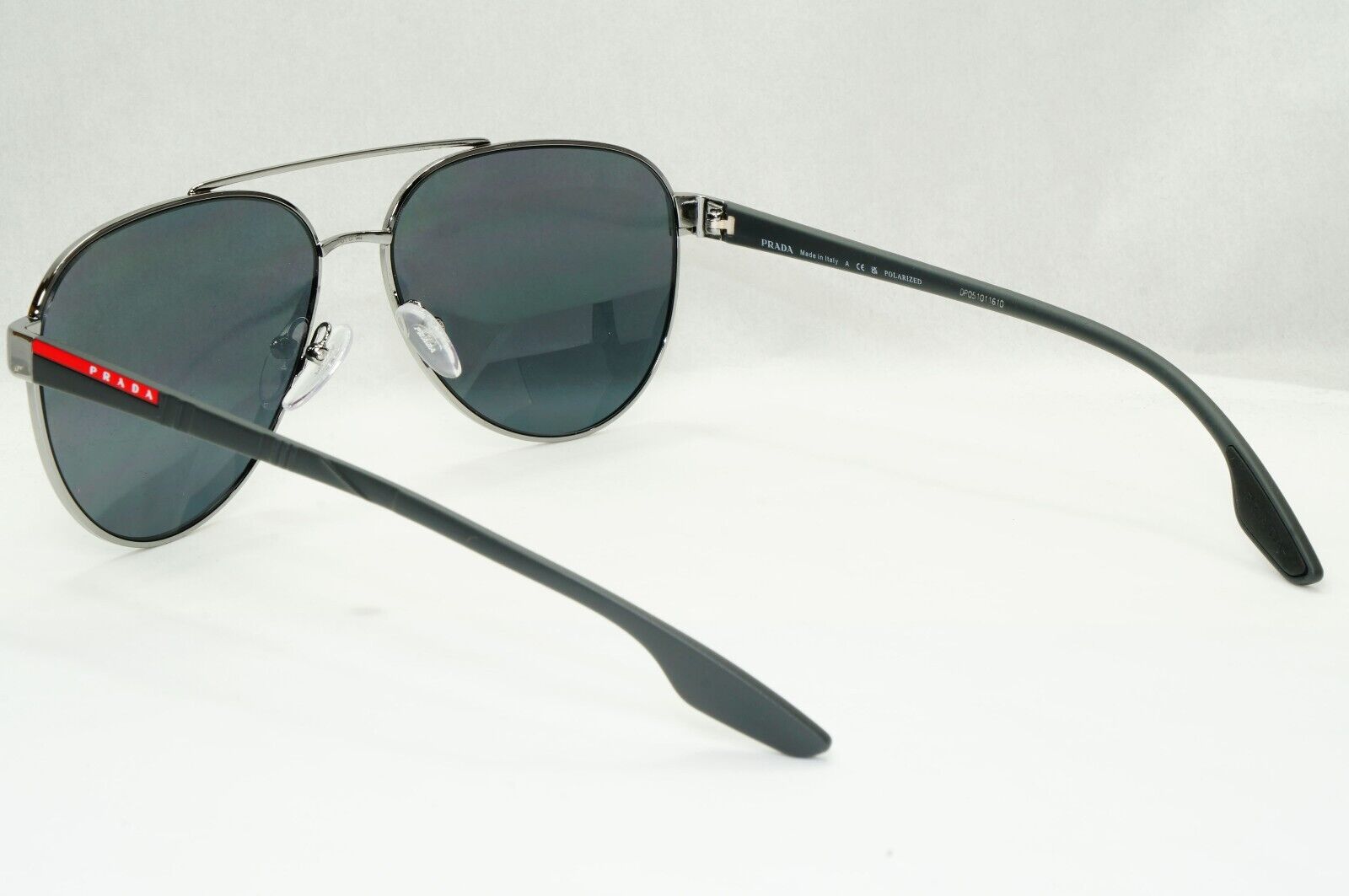 Prada Sunglasses Polarized Gunmetal Grey Metal Pilot PS54TS SPS 54T 5AV-5Z1