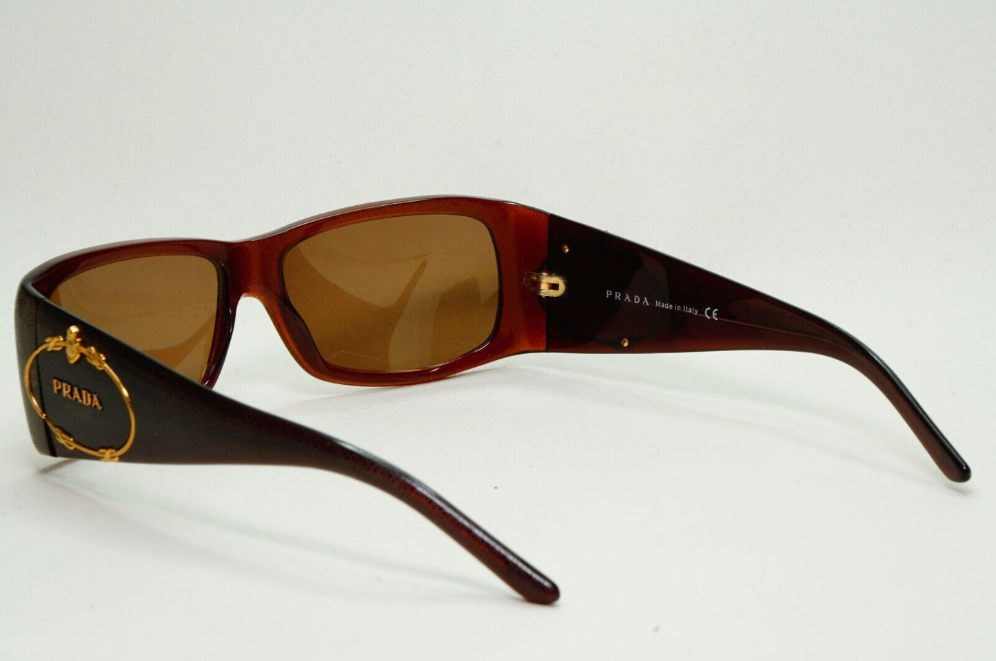 Prada Sunglasses 2007 Vintage Brown Saffiano Crest PR11HS SPR 11H 7JY-8C1 061024