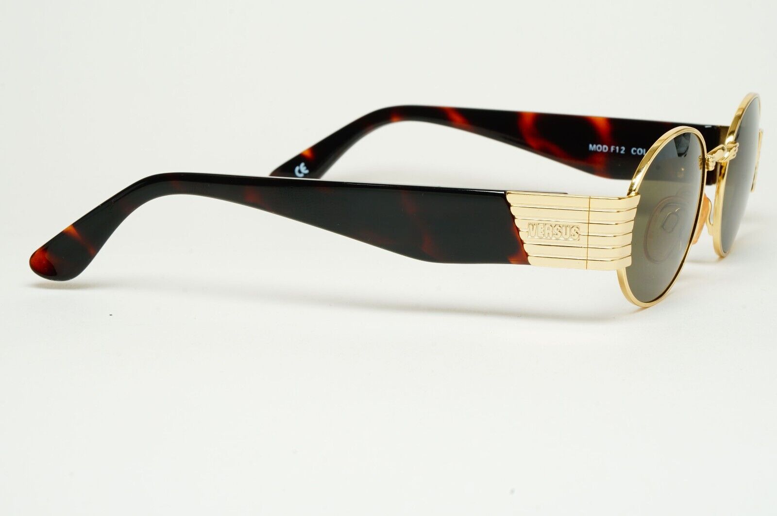 Versus Sunglasses 1996 by Gianni Versace Vintage Gold Oval Brown MOD F12 COL 030