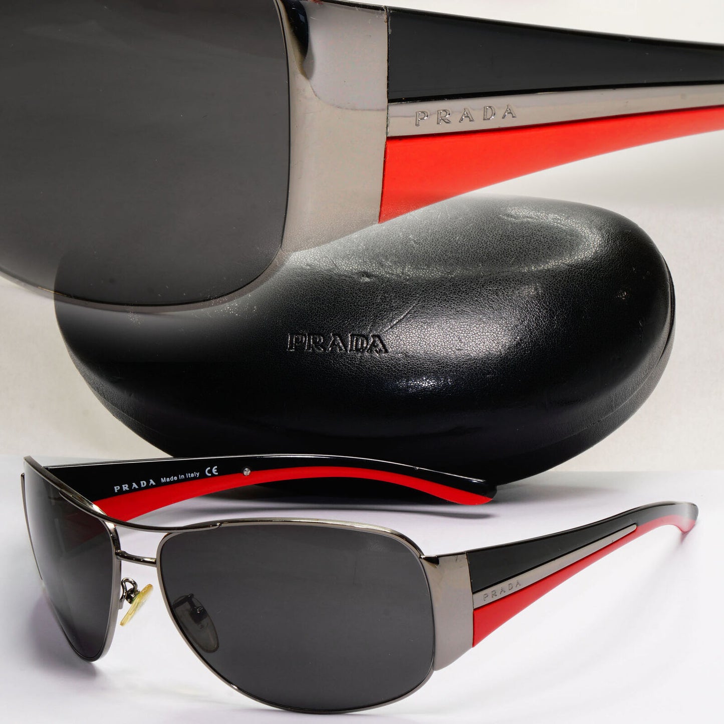 Prada Sunglasses 2006 Vintage Gunmetal Black Pilot PR75GS SPR 75G 5AV-1A1 180124