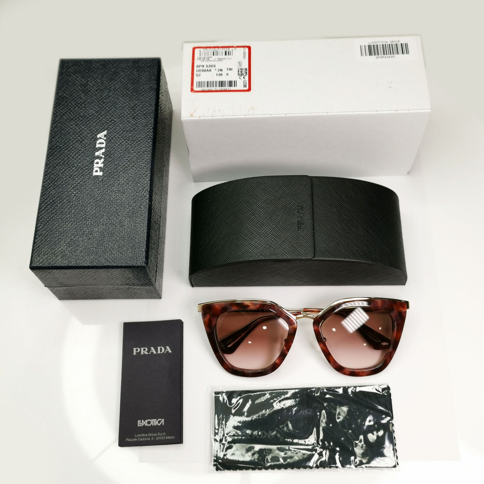 Prada Cinema Brown Sunglasses Gold Marble Gradient Square SPR 53S PR53SS UE0-0A6