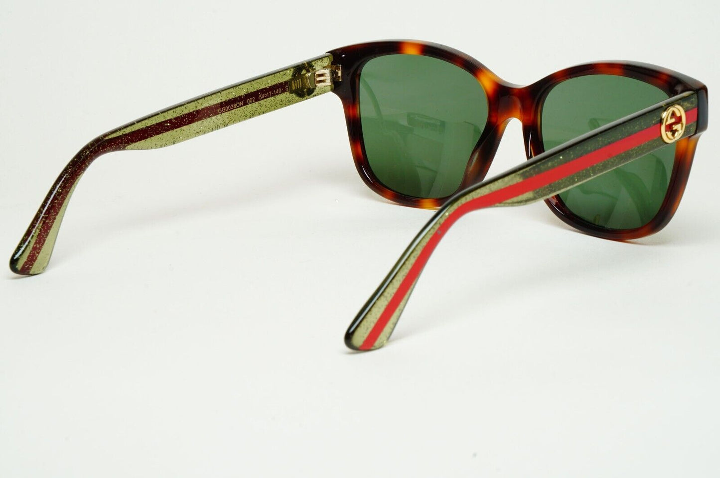 Gucci Sunglasses 2017 Brown Green Square Red Stripe GG0038ON 002 54mm 100225