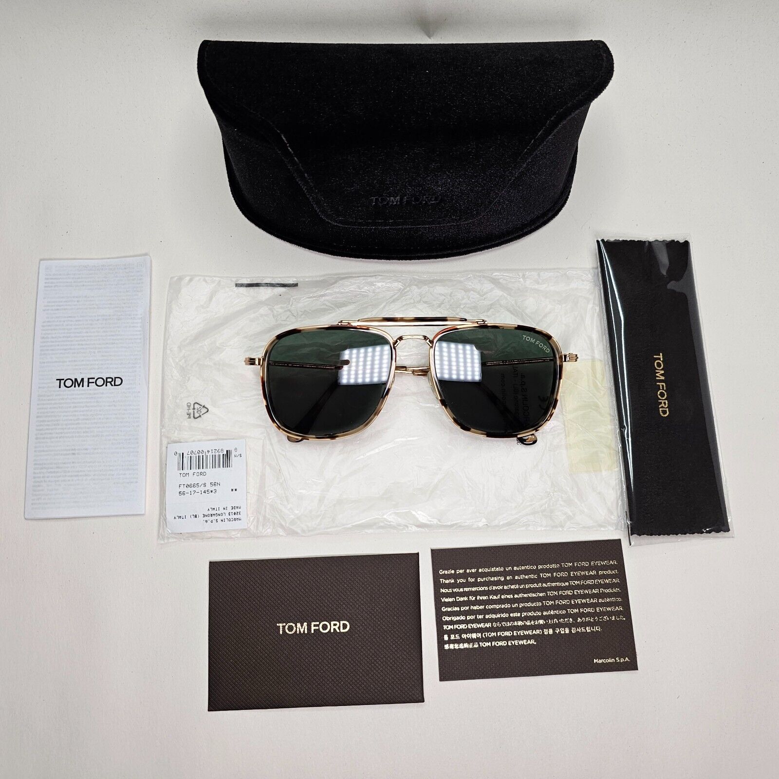 Tom Ford Sunglasses Huck Brown Gold Green Tortoise FT0665 TF 665 56N 56mm