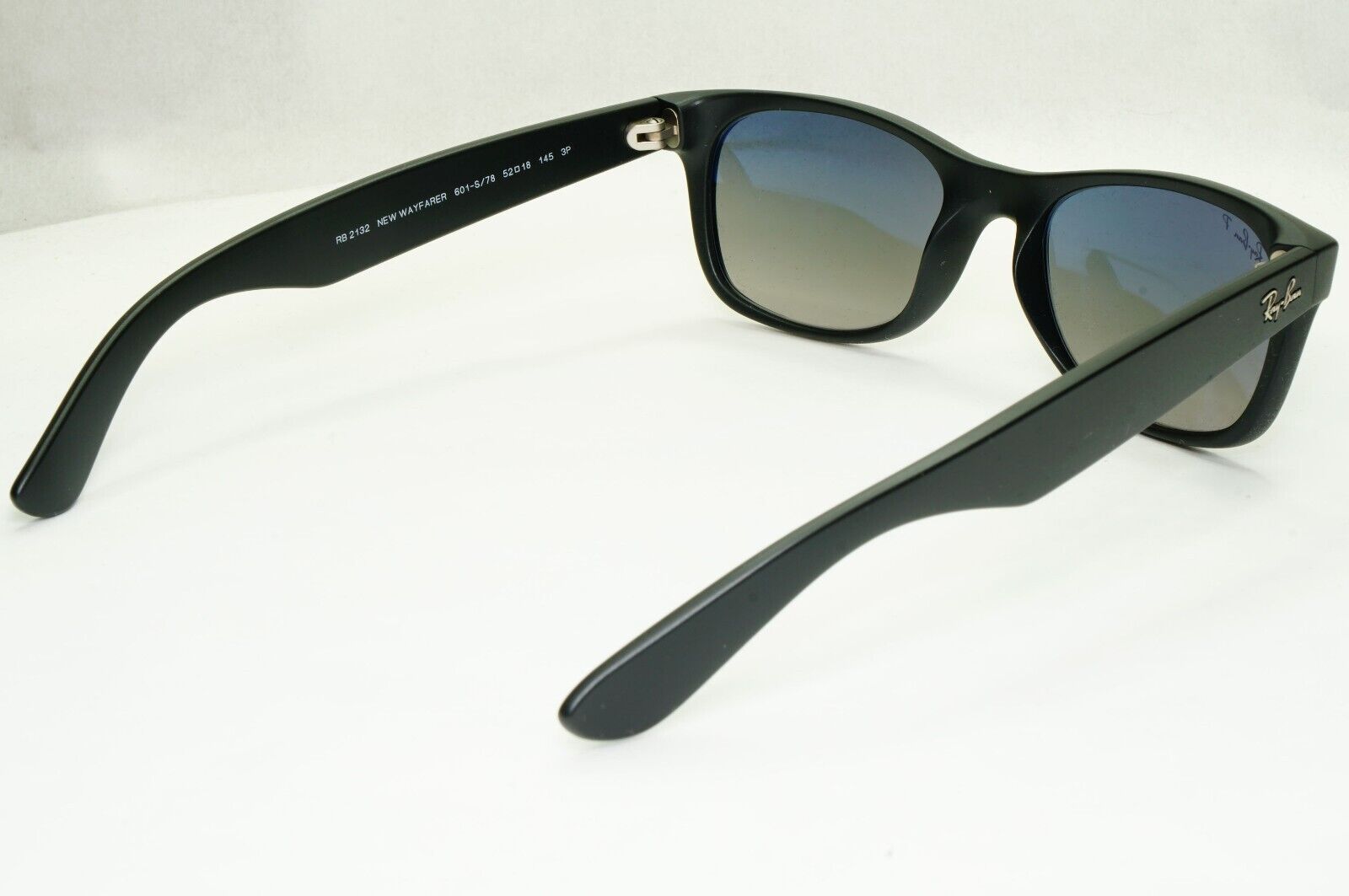 Ray-Ban Sunglasses Polarised New Wayfarer Black Matte Blue RB 2132 601-S/78 52mm